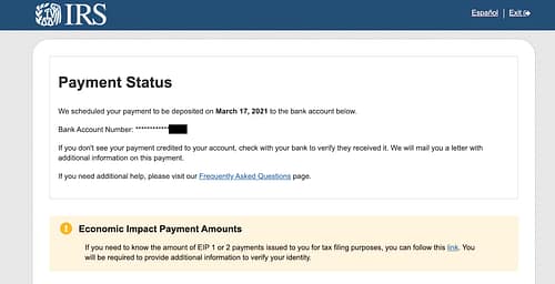 This screenshot from IRS.gov shows the status of a third stimulus check through the IRS' Get My Payment tool. Photo courtesy of irs.gov | PennLive.