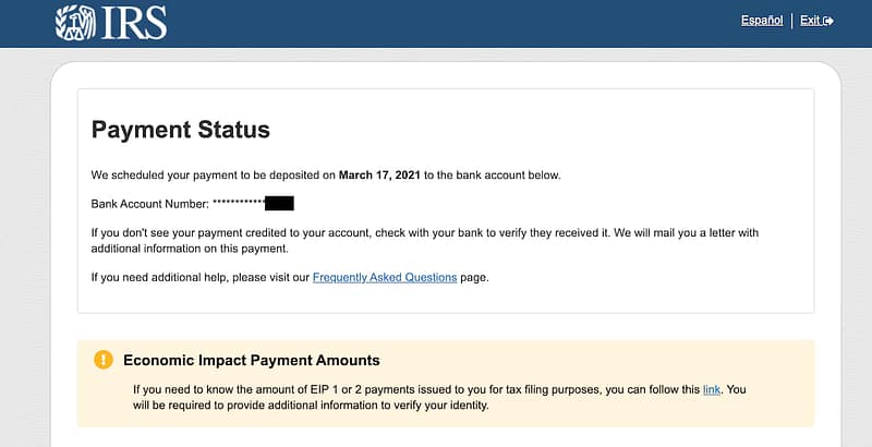 This screenshot from IRS.gov shows the status of a third stimulus check through the IRS' Get My Payment tool. Photo courtesy of irs.gov | PennLive.
